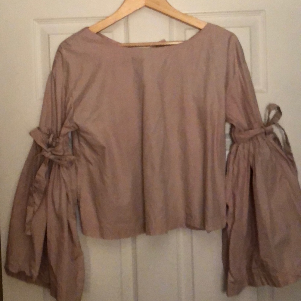 FREE PEOPLE PEASANT BLUSH PK FLUTE SLEEVE PEASANT